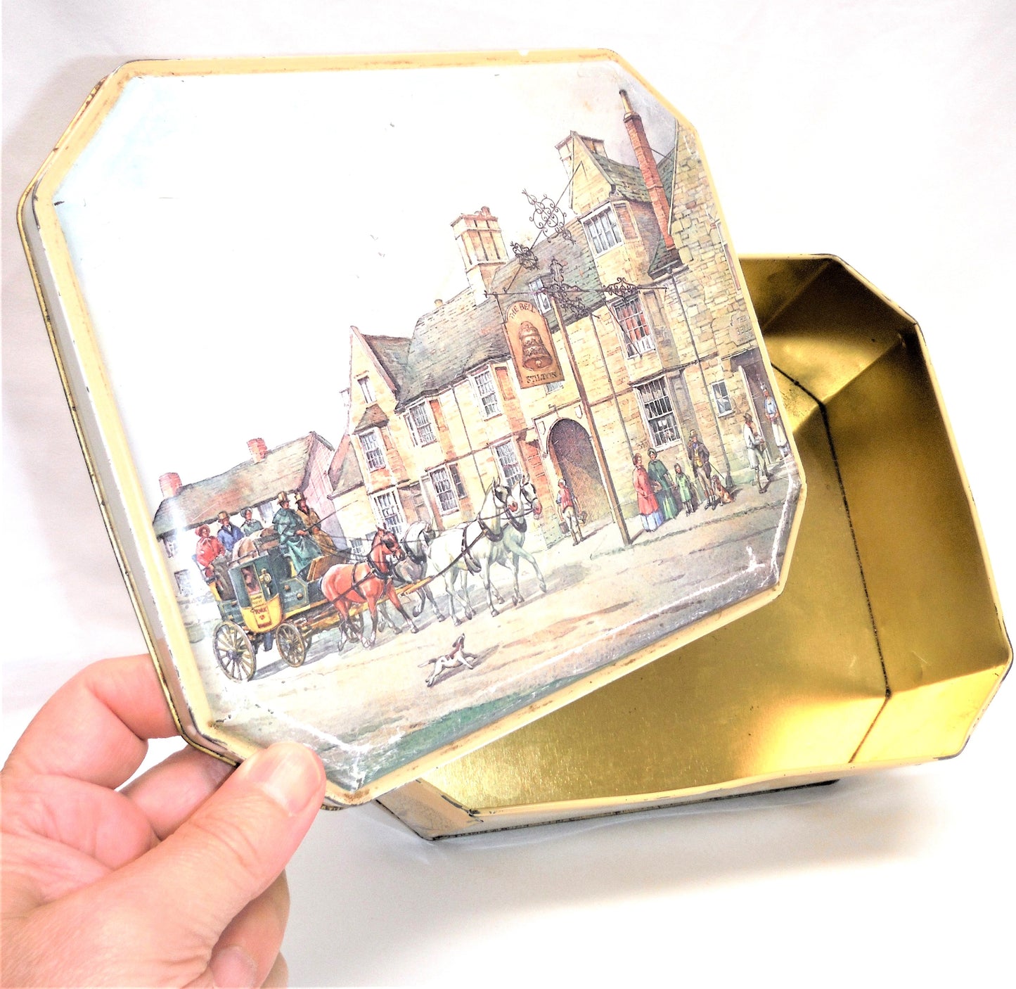 Vintage Tin Can Container from England: 'THE BELL INN STINTON'