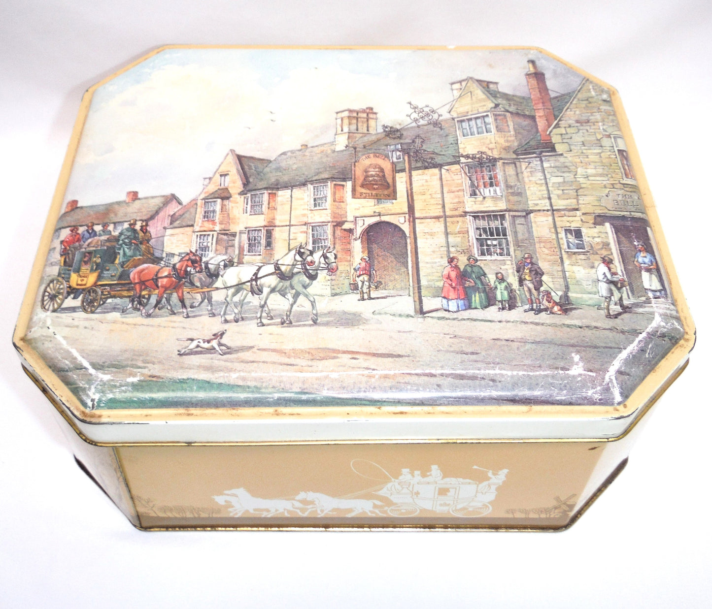 Vintage Tin Can Container from England: 'THE BELL INN STINTON'