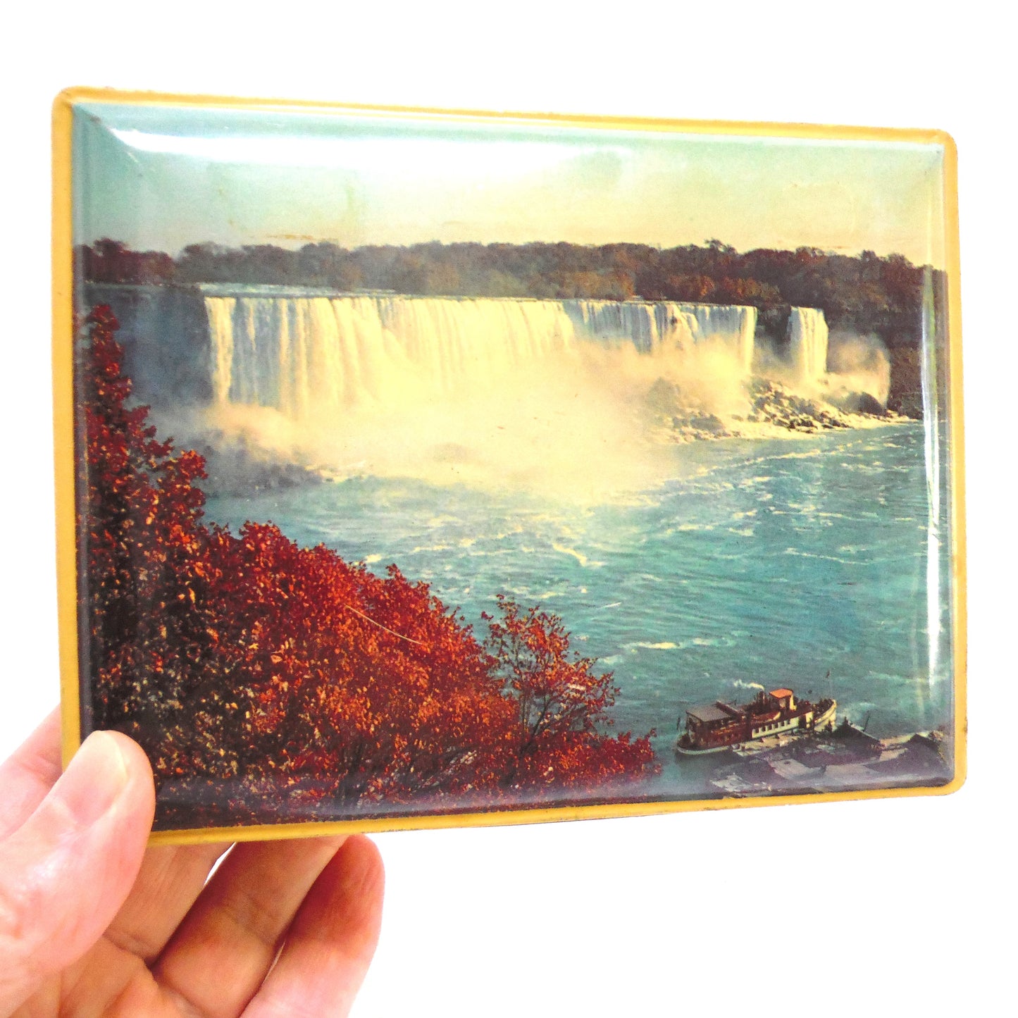 Vintage Tin Can of Niagara Falls and 'Maid of the Mist' Viewed From The Canadian Border