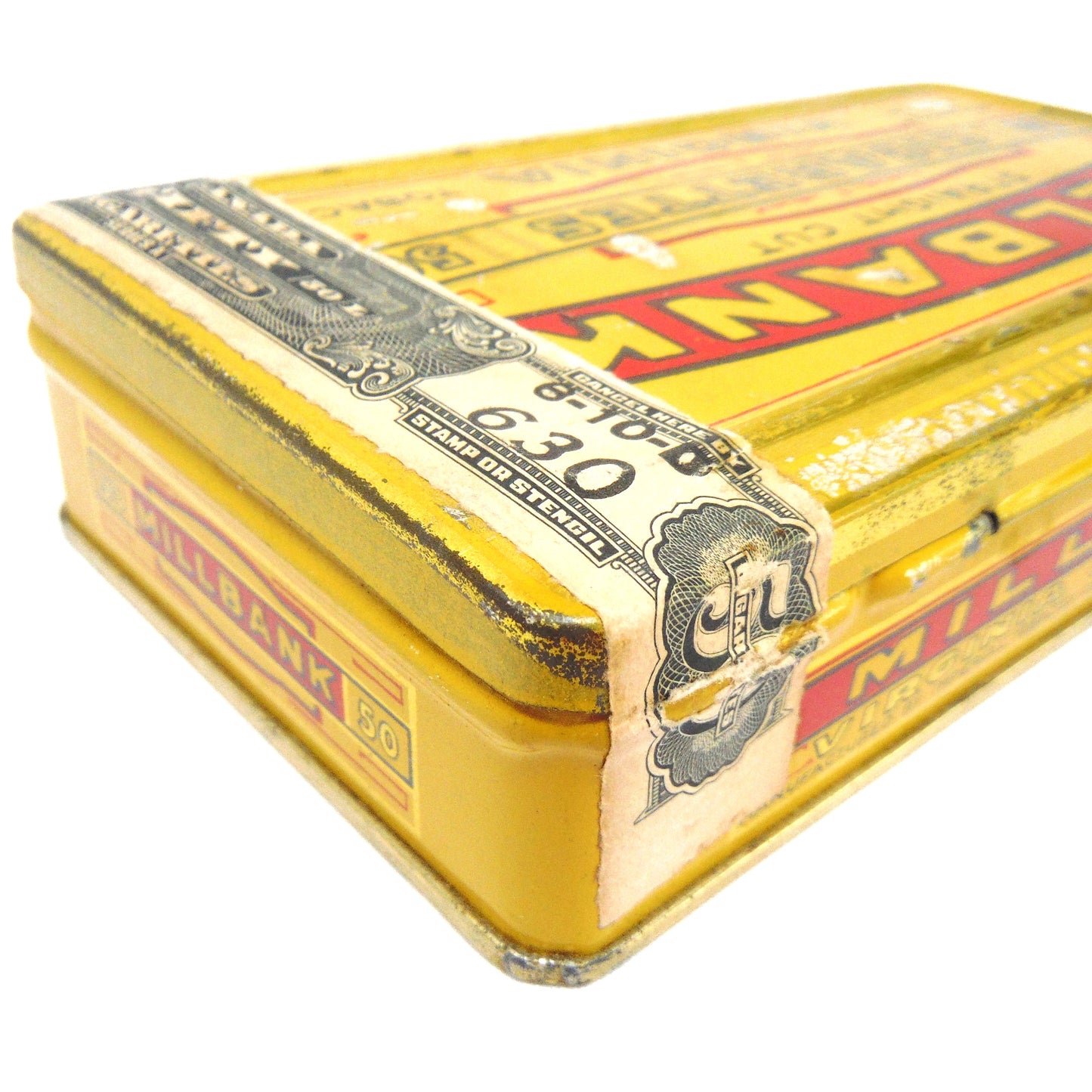 Vintage Tobacco Tin by MILLBANK VIRGINIA CIGARETTES, with Canada 50 Excise Label, TIN #2