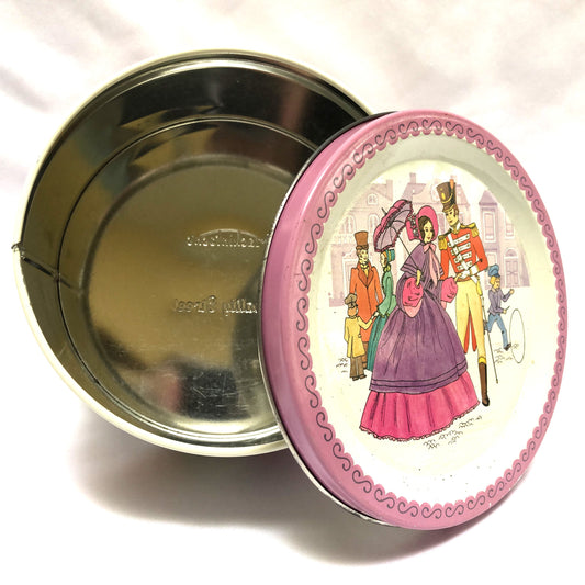 Vintage Quality Street Round Candy Tin by Mackintosh: 'AN OFFICER AND HIS VICTORIAN LADY'