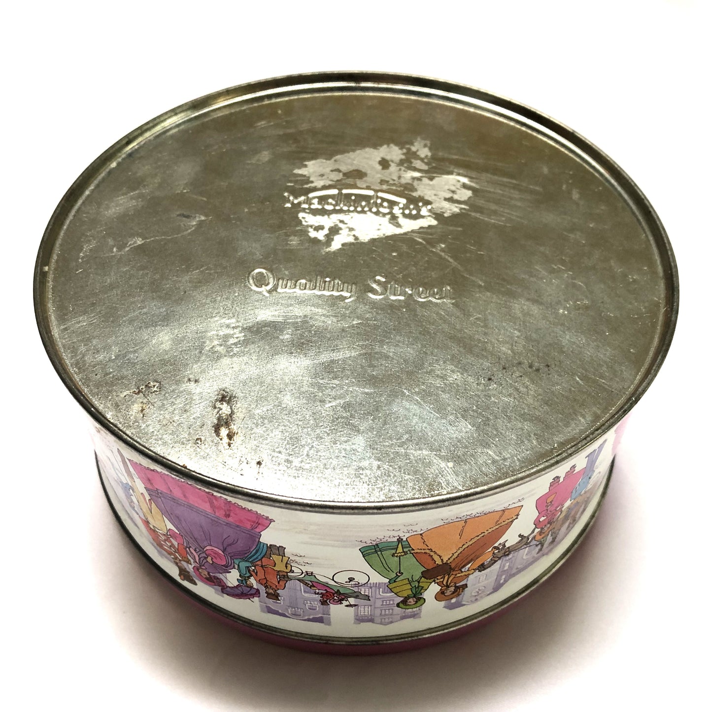 Vintage Quality Street Round Candy Tin by Mackintosh: 'AN OFFICER AND HIS VICTORIAN LADY'