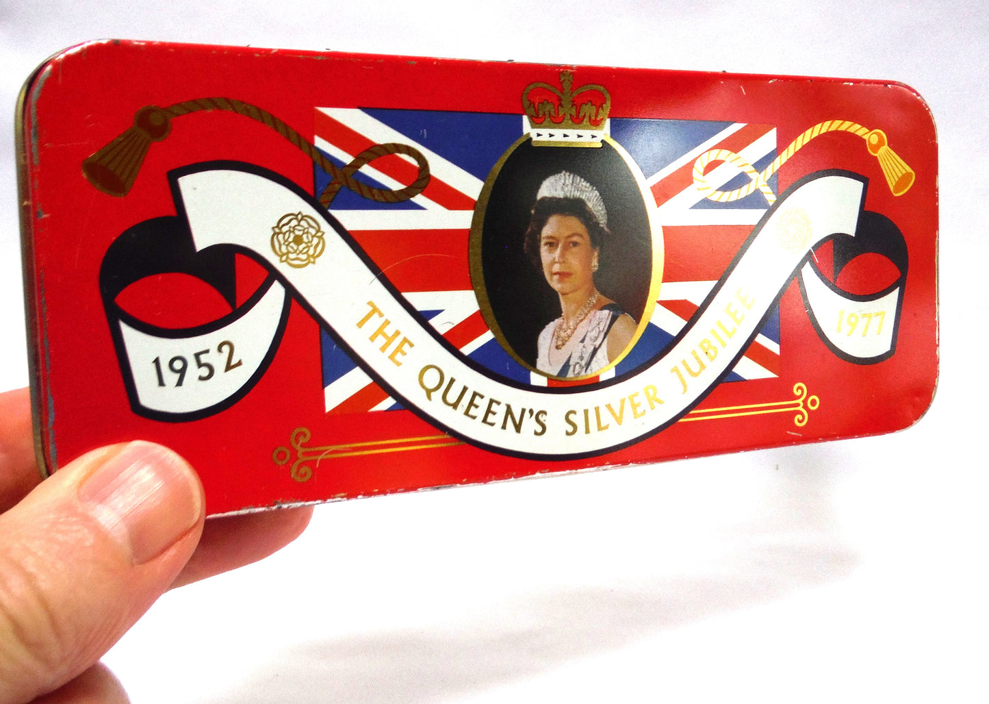 1952-1977 The Queen's Silver Jubilee Collectible Tin Can by Lovell's Famous English Toffee!