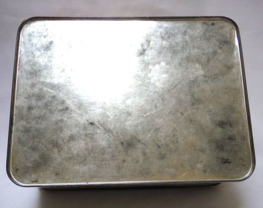 Large Needlepoint-Style Vintage Tin with Hinged Lid, by MILADY; The Toffee of Quality