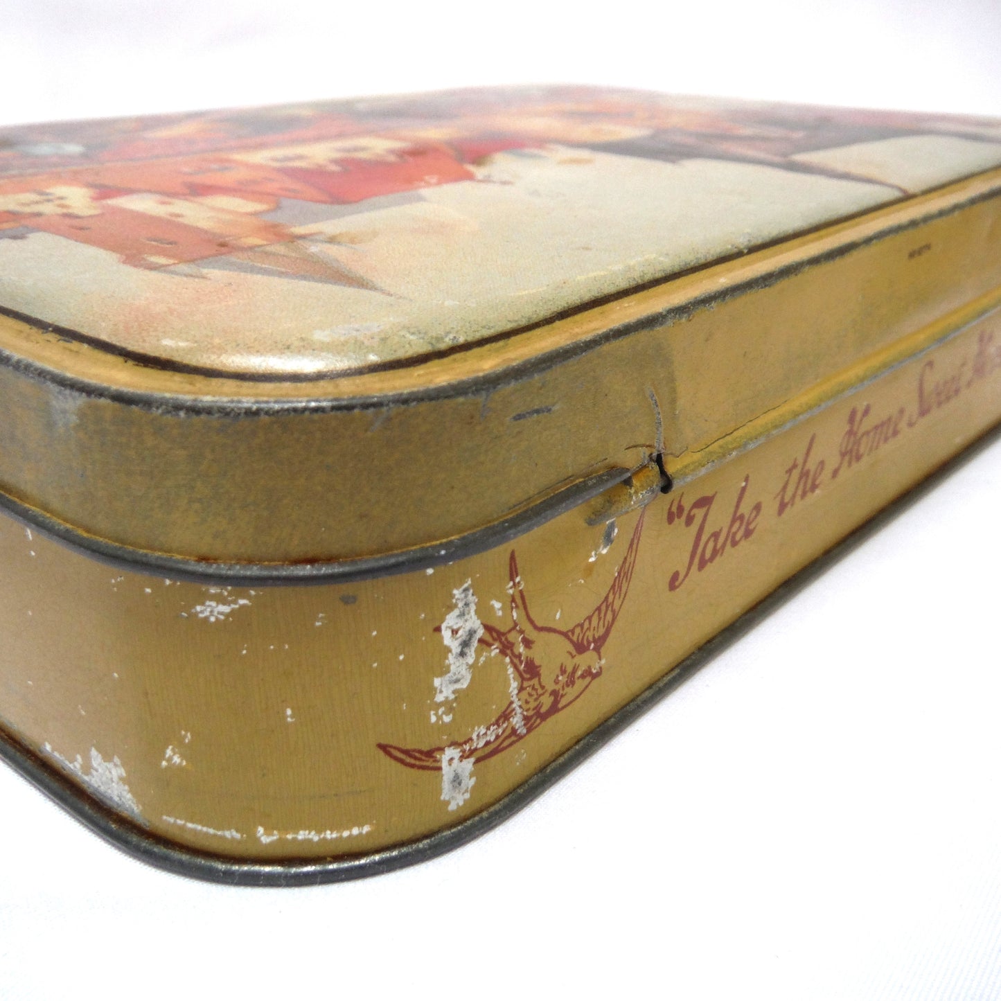 Antique Blue Bird Tin by Harry Vincent Limited: 'The Riverside Hamlet'