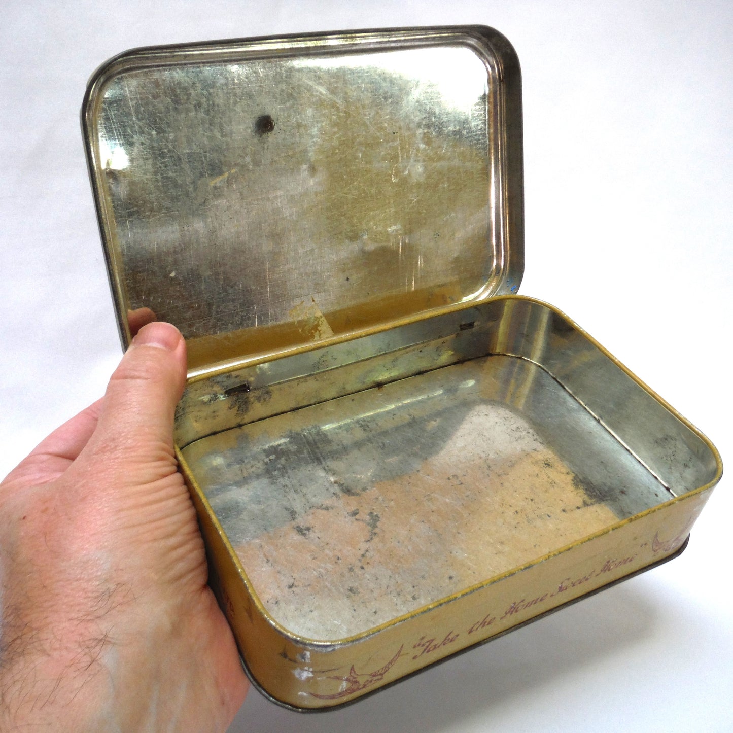 Antique Blue Bird Tin by Harry Vincent Limited: 'The Riverside Hamlet'