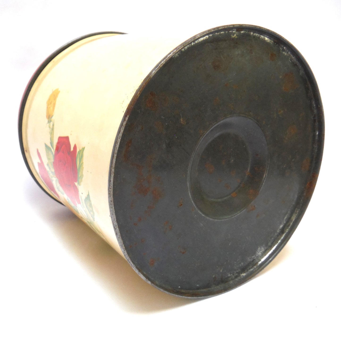 Vintage 1952 Tea Caddy by G.S.W. Metal Company: 'Red and Yellow Roses'