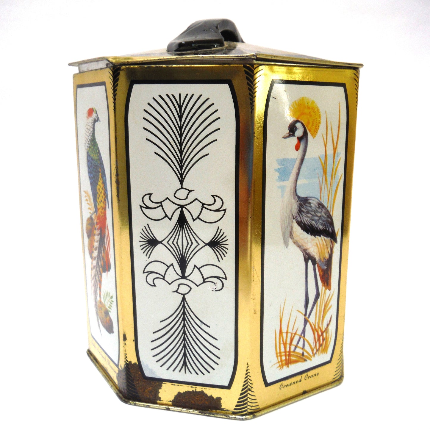 Vintage Rare-Birds-Inspired Tea Caddy, by Peek, Frean of London