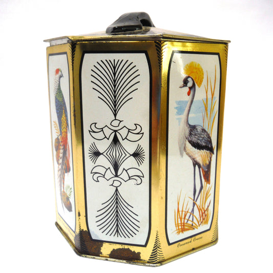 Vintage Rare-Birds-Inspired Tea Caddy, by Peek, Frean of London