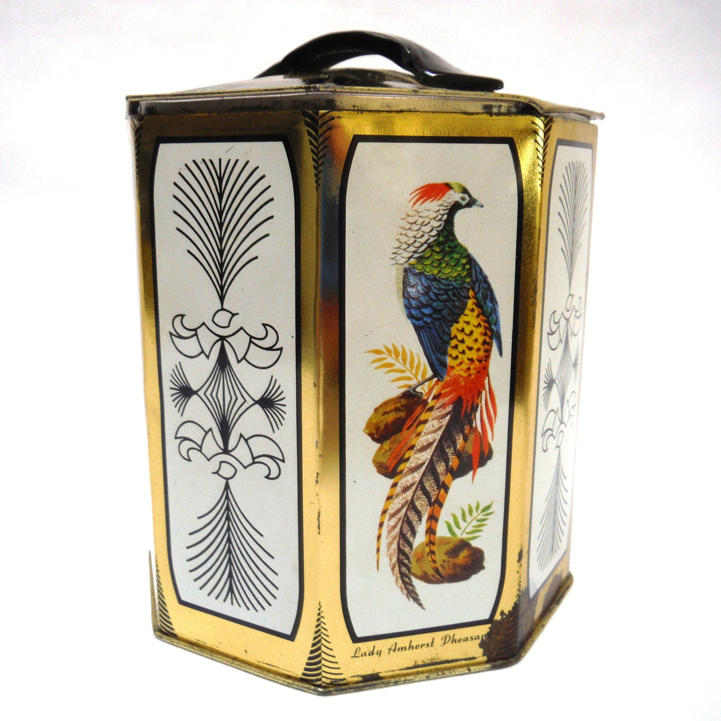Vintage Rare-Birds-Inspired Tea Caddy, by Peek, Frean of London
