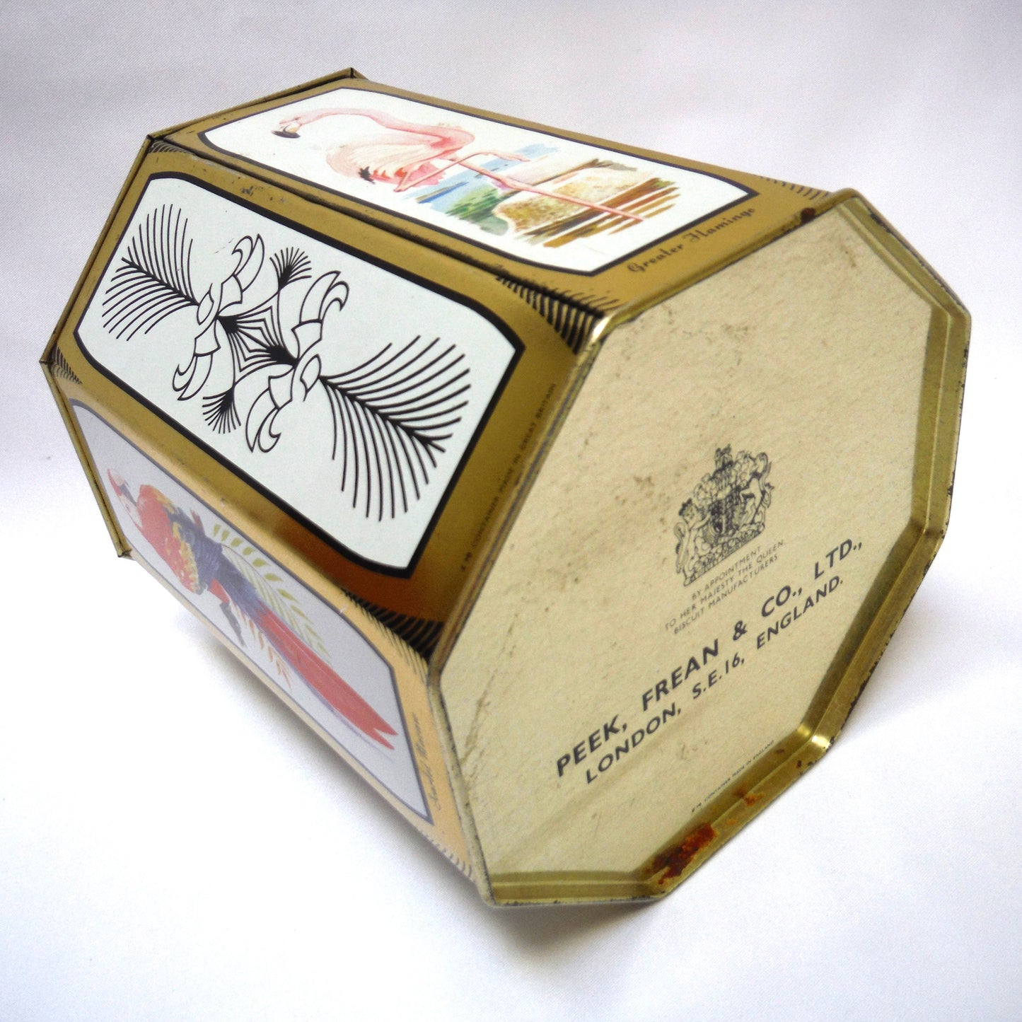 Vintage Rare-Birds-Inspired Tea Caddy, by Peek, Frean of London