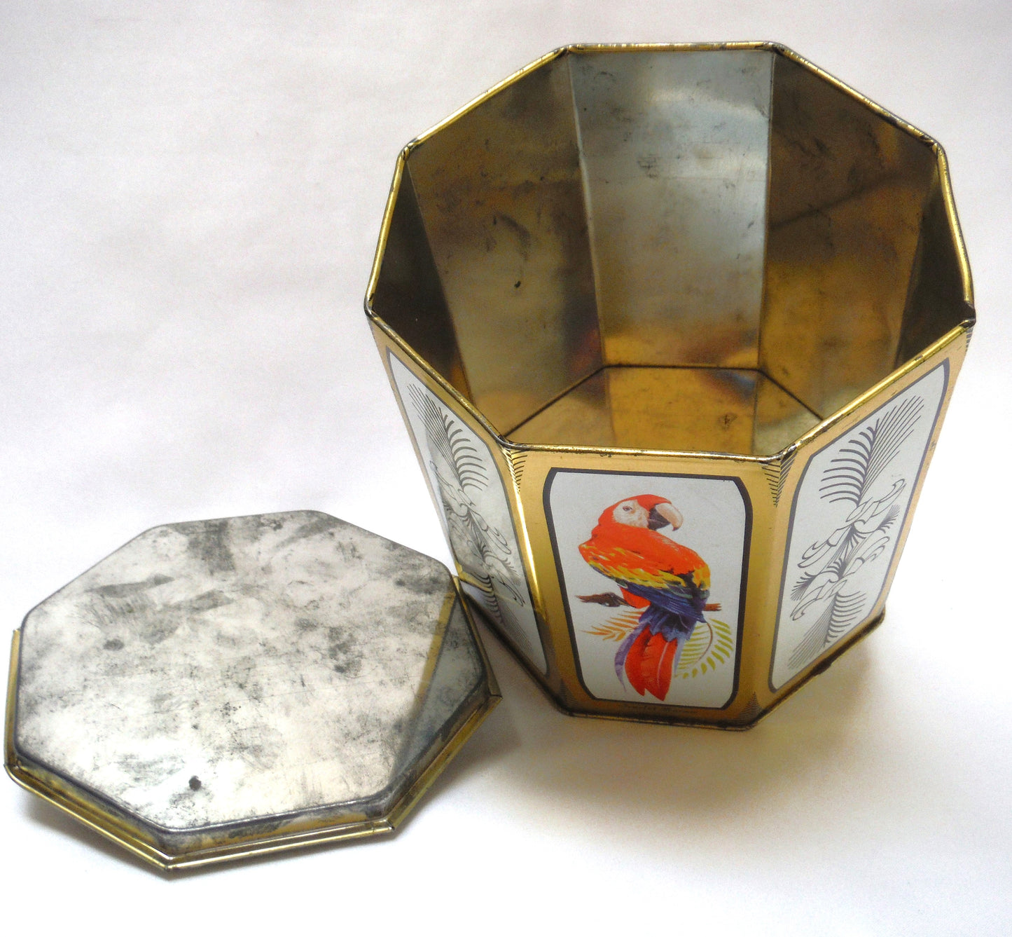 Vintage Rare-Birds-Inspired Tea Caddy, by Peek, Frean of London