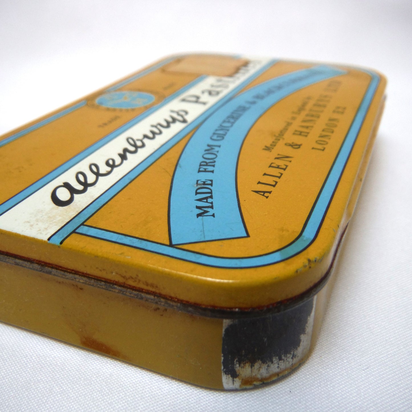 Small Vintage Hinged-Lid Lozenge Tin Container by ALLENBURYS PASTILLES