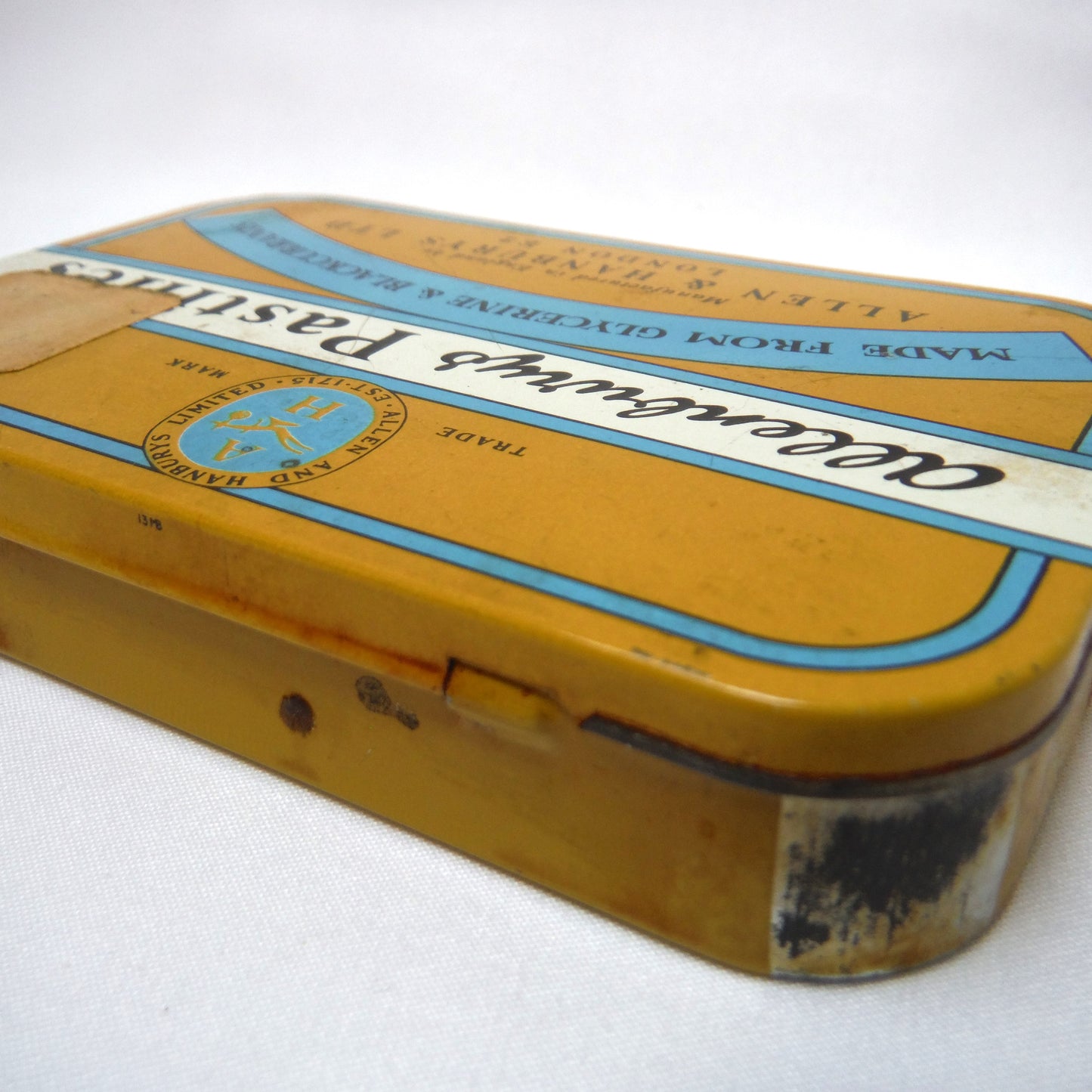 Small Vintage Hinged-Lid Lozenge Tin Container by ALLENBURYS PASTILLES