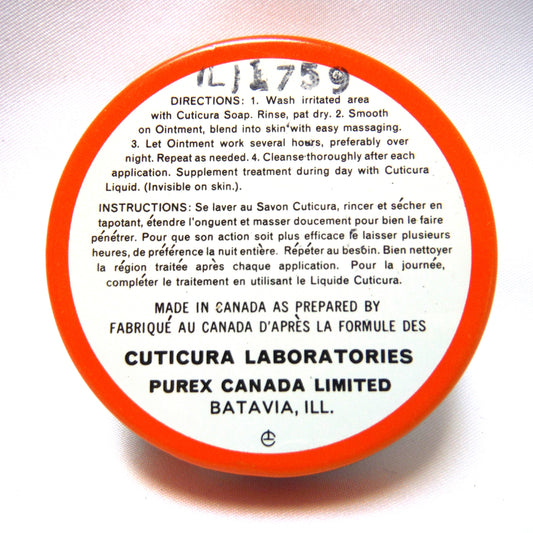 Cuticura Ointment Vintage Tin, by The Purex Corporation of Batavia, Illinois, USA