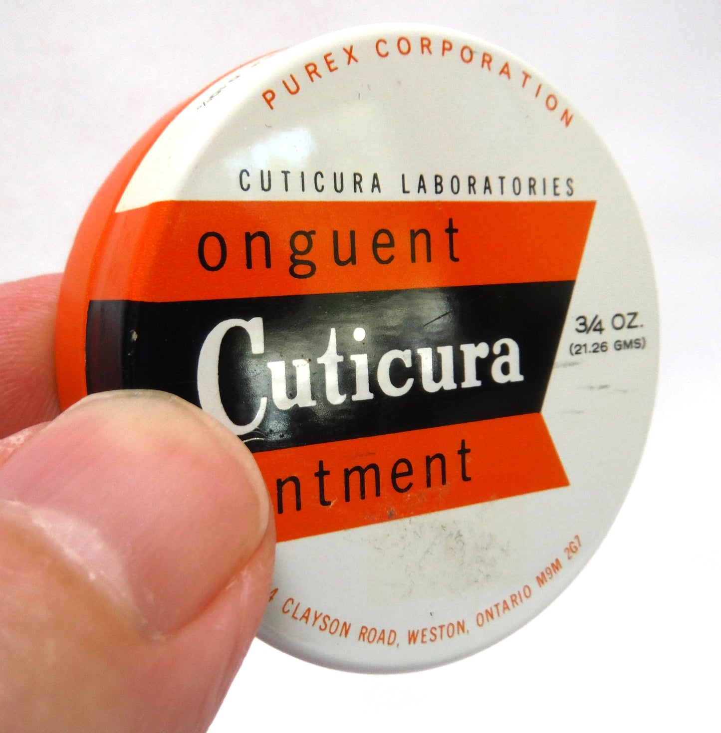 Cuticura Ointment Vintage Tin, by The Purex Corporation of Batavia, Illinois, USA