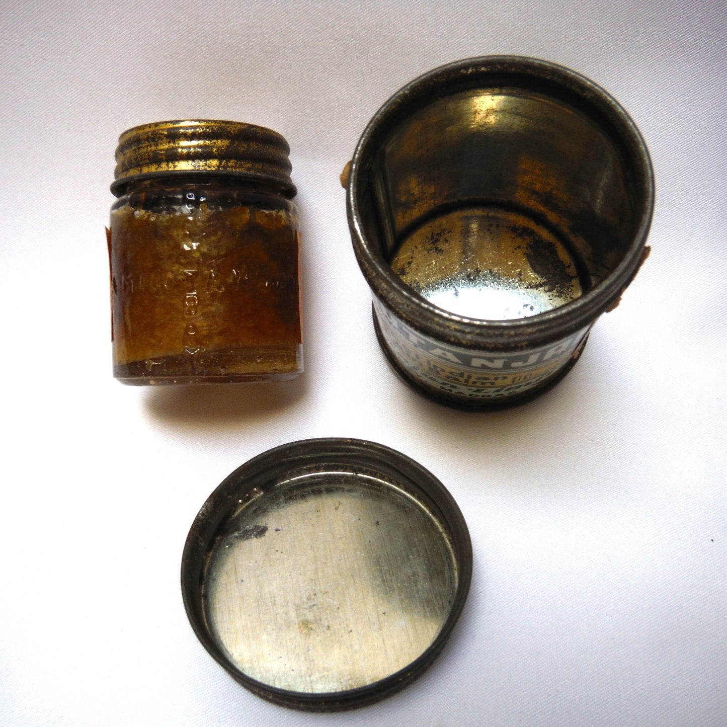 Antique RARE WWII Tin and Glass Container: AMRUTANJAN BEST INDIAN PAIN BALM