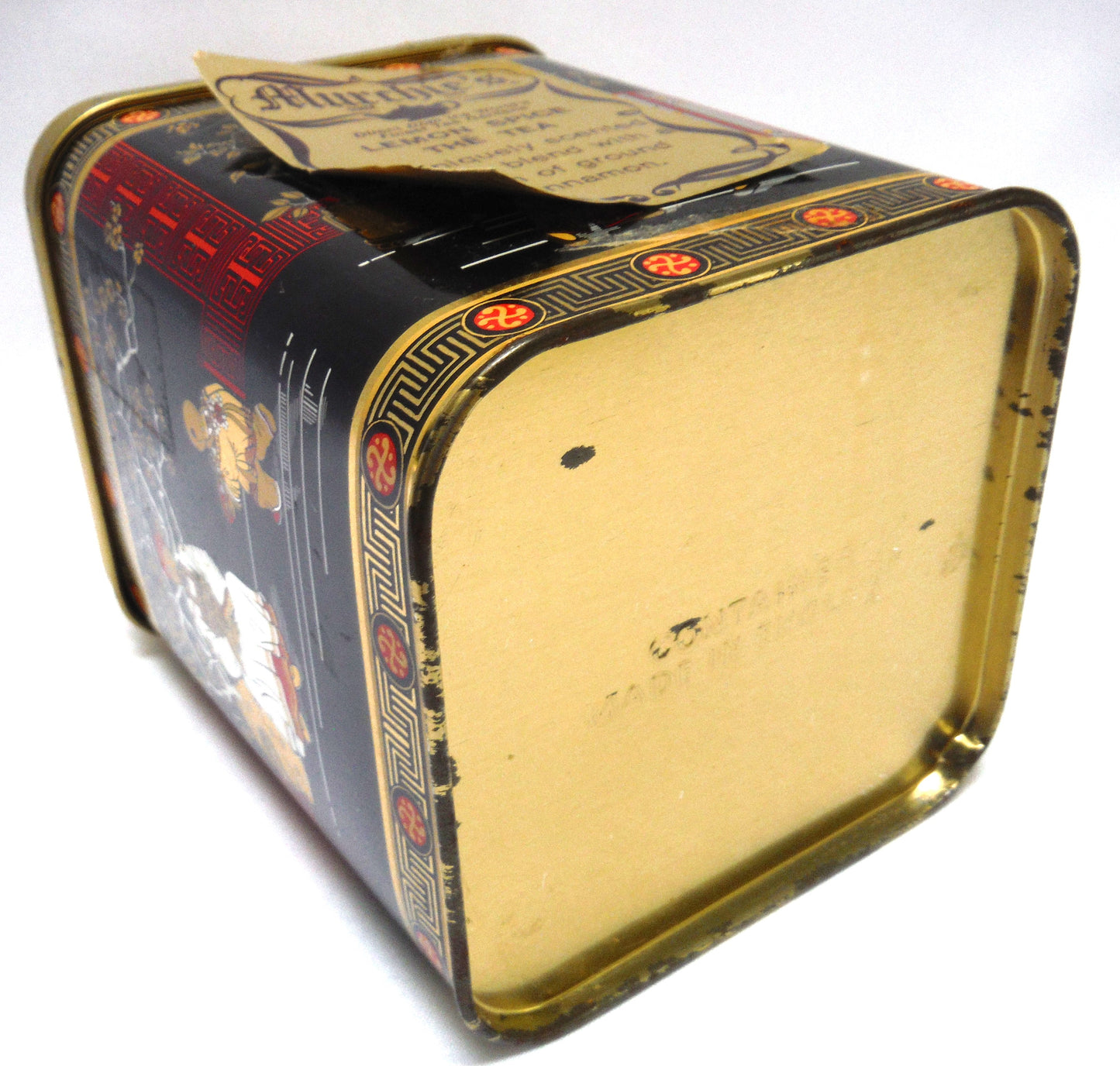 MURCHIE'S CANADIAN VINTAGE TEA CADDY TIN, with Gold-Coloured Hinged Lid: 'The Lemon Spice Oriental Emperor'