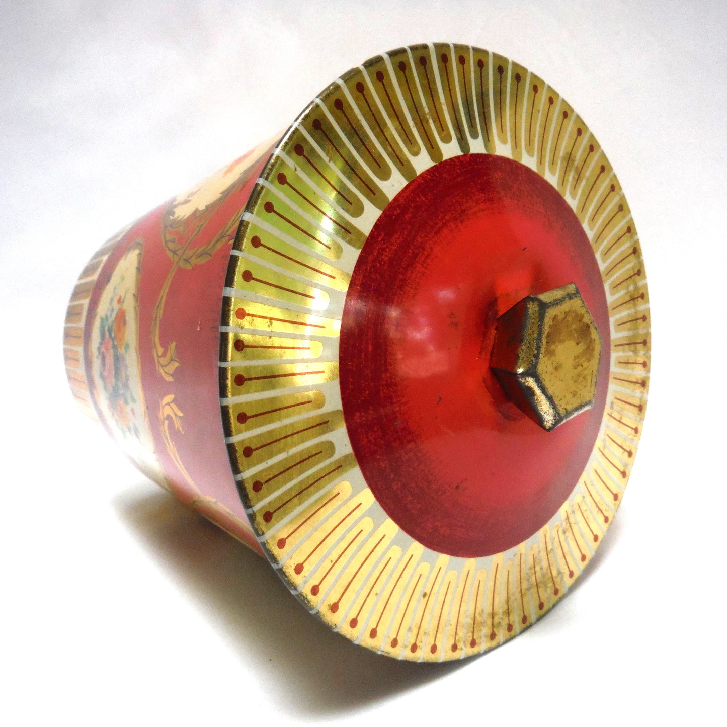 Antique Large Removable Lid FLOWERED TEA CADDY TIN CONTAINER, Made in England