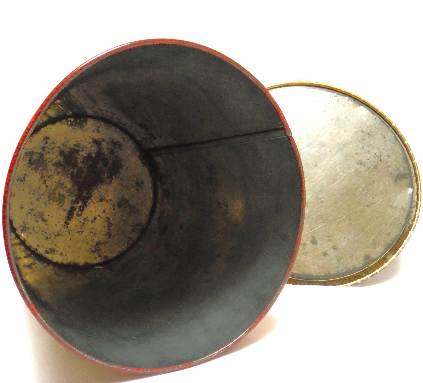 Antique Large Removable Lid FLOWERED TEA CADDY TIN CONTAINER, Made in England