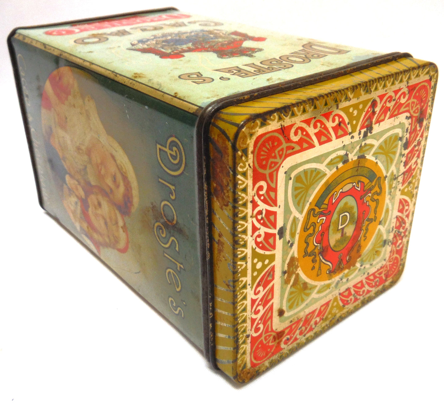 Vintage Droste & Co. Tin Caddy Container of Haarlem, Holland: 'DROSTE'S CACAO and CHOCOLADE'
