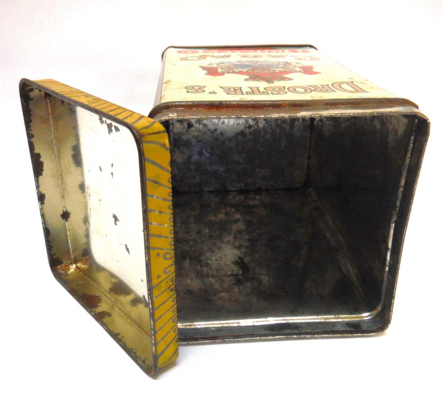 Vintage Droste & Co. Tin Caddy Container of Haarlem, Holland: 'DROSTE'S CACAO and CHOCOLADE'