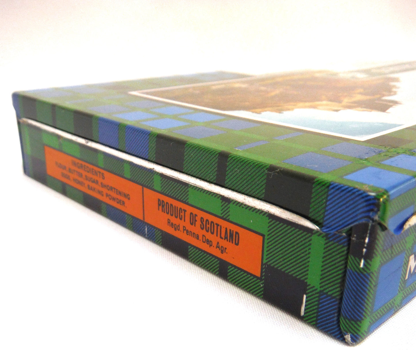 Vintage RARE Tin Cookie Container: 'CASTLE MACKIE'S SHORTBREAD FINGERS OF SCOTLAND'