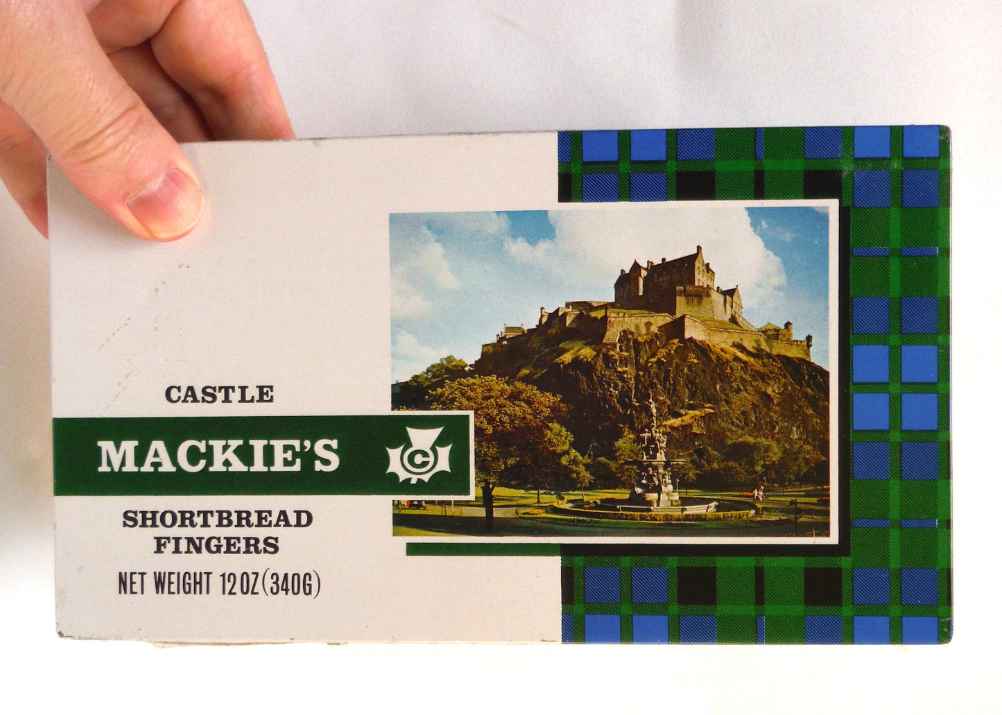 Vintage RARE Tin Cookie Container: 'CASTLE MACKIE'S SHORTBREAD FINGERS OF SCOTLAND'