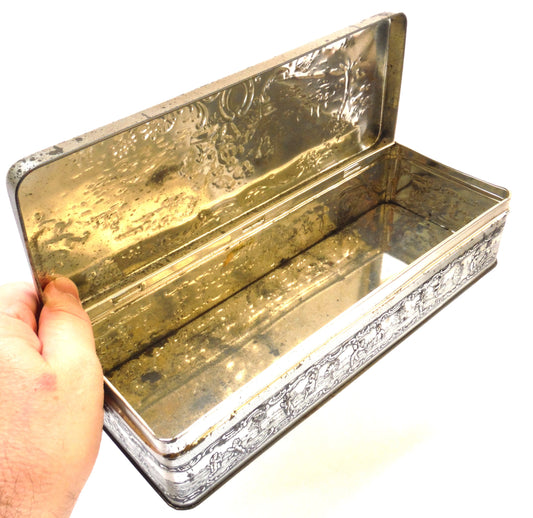 Vintage Bristow's Assorted Toffee Tin: 'COUPLE IN THE GARDEN WITH THEIR DOG, ROVER'