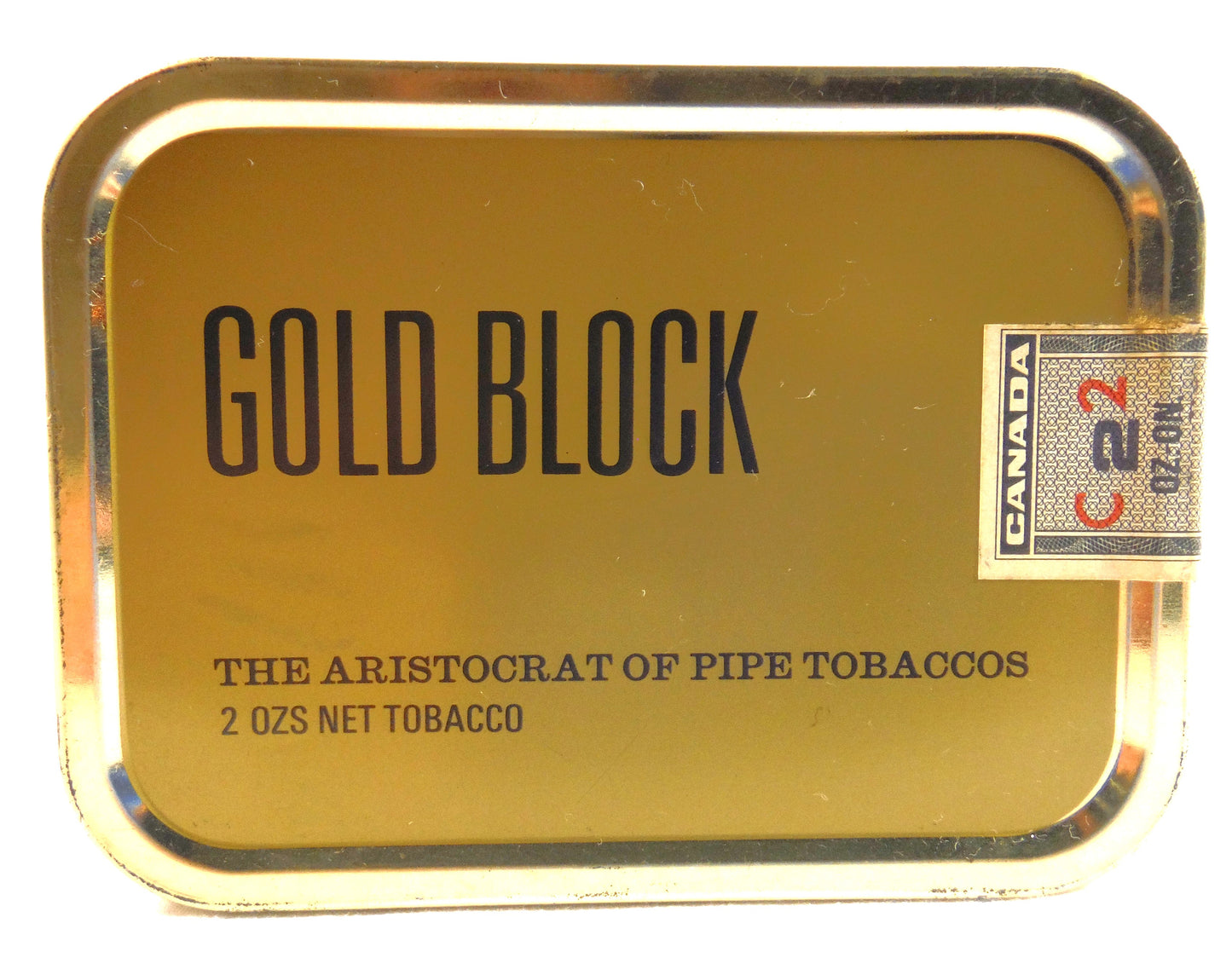 GOLD BLOCK: The Aristocrat of Pipe Tobaccos, Vintage Tin with Canada C2 Stamp