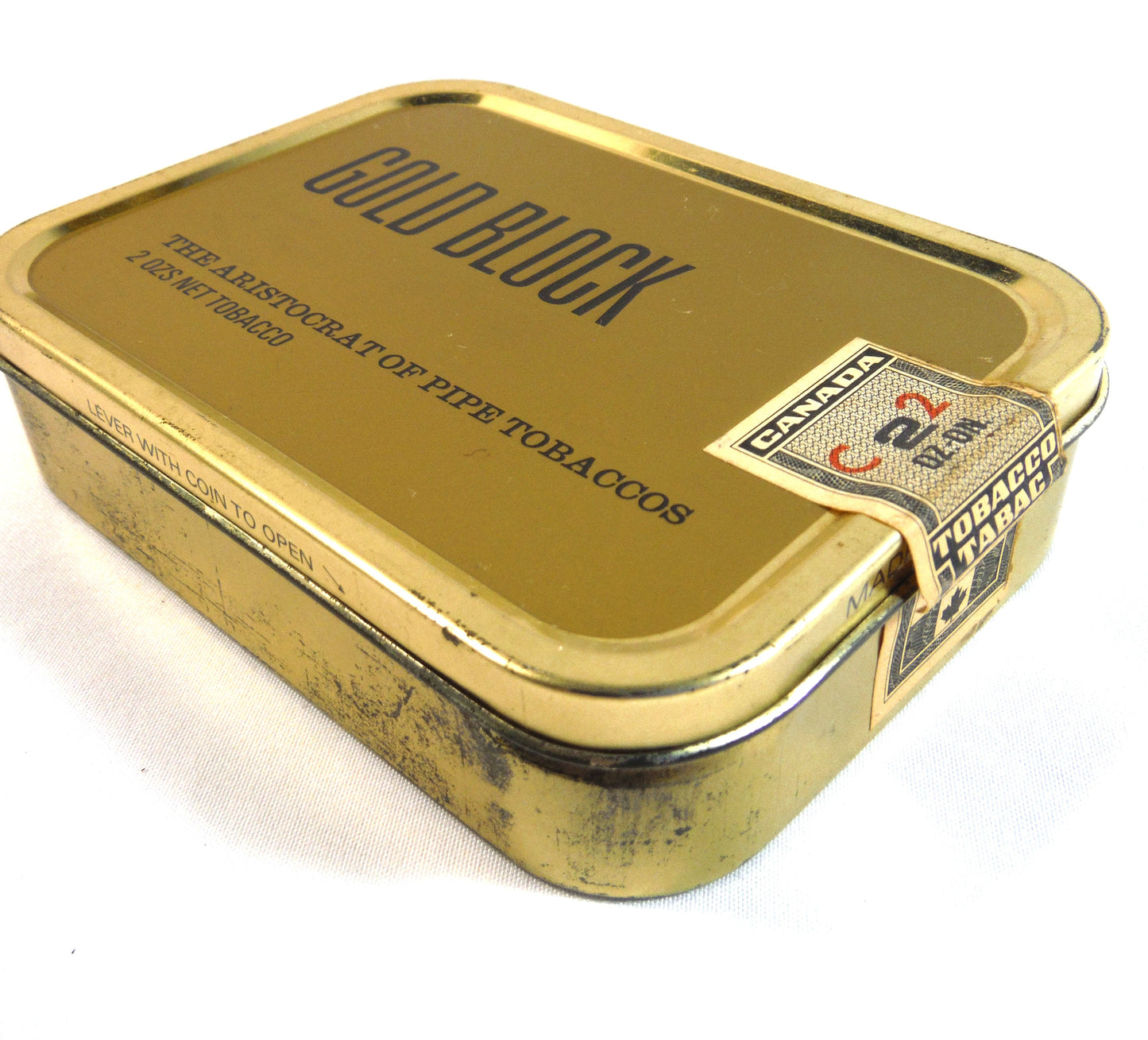 GOLD BLOCK: The Aristocrat of Pipe Tobaccos, Vintage Tin with Canada C2 Stamp