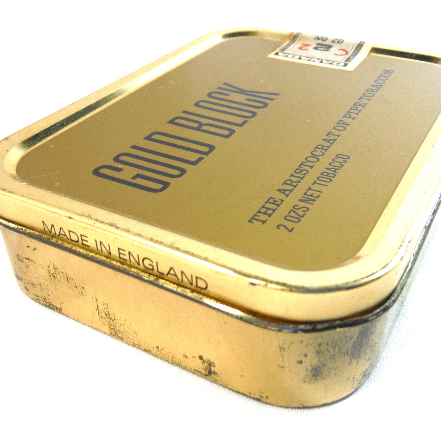 GOLD BLOCK: The Aristocrat of Pipe Tobaccos, Vintage Tin with Canada C2 Stamp