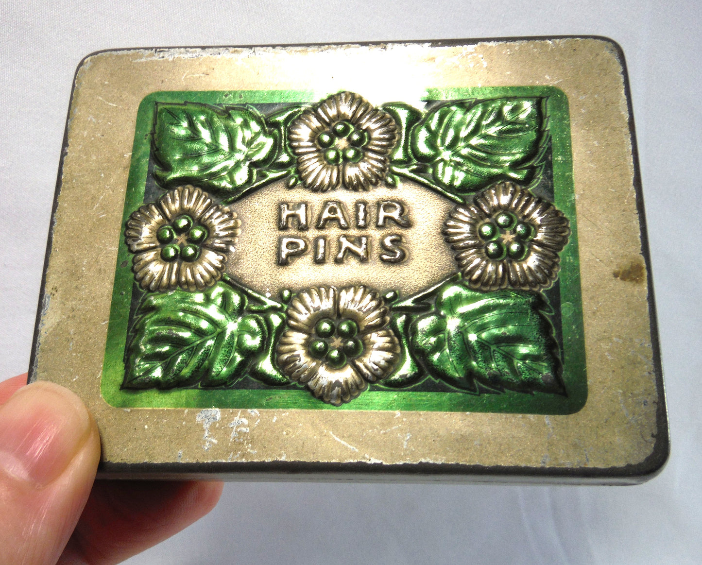 Antique HAIR PINS Hinged-Pocket Container by Hudson Scott and Sons of Carlisle