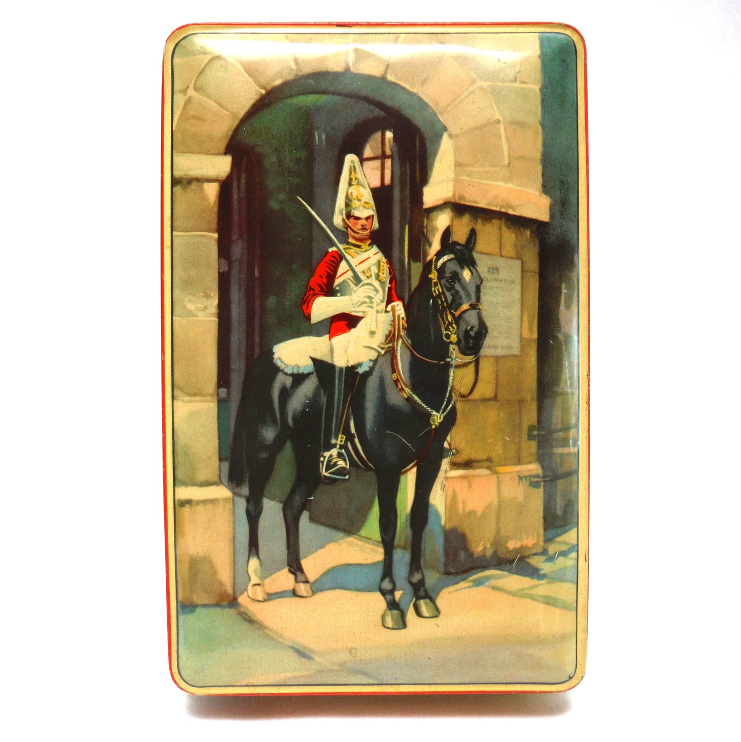 Mid-Century Vintage Tin Container:' Whitehall Queen's Mounted Sentry Horse Guard'