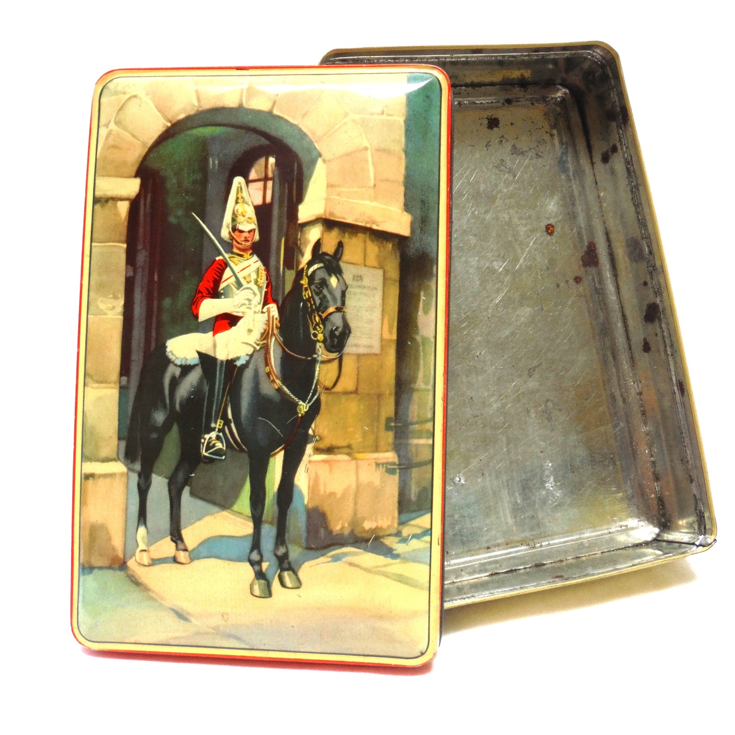 Mid-Century Vintage Tin Container:' Whitehall Queen's Mounted Sentry Horse Guard'