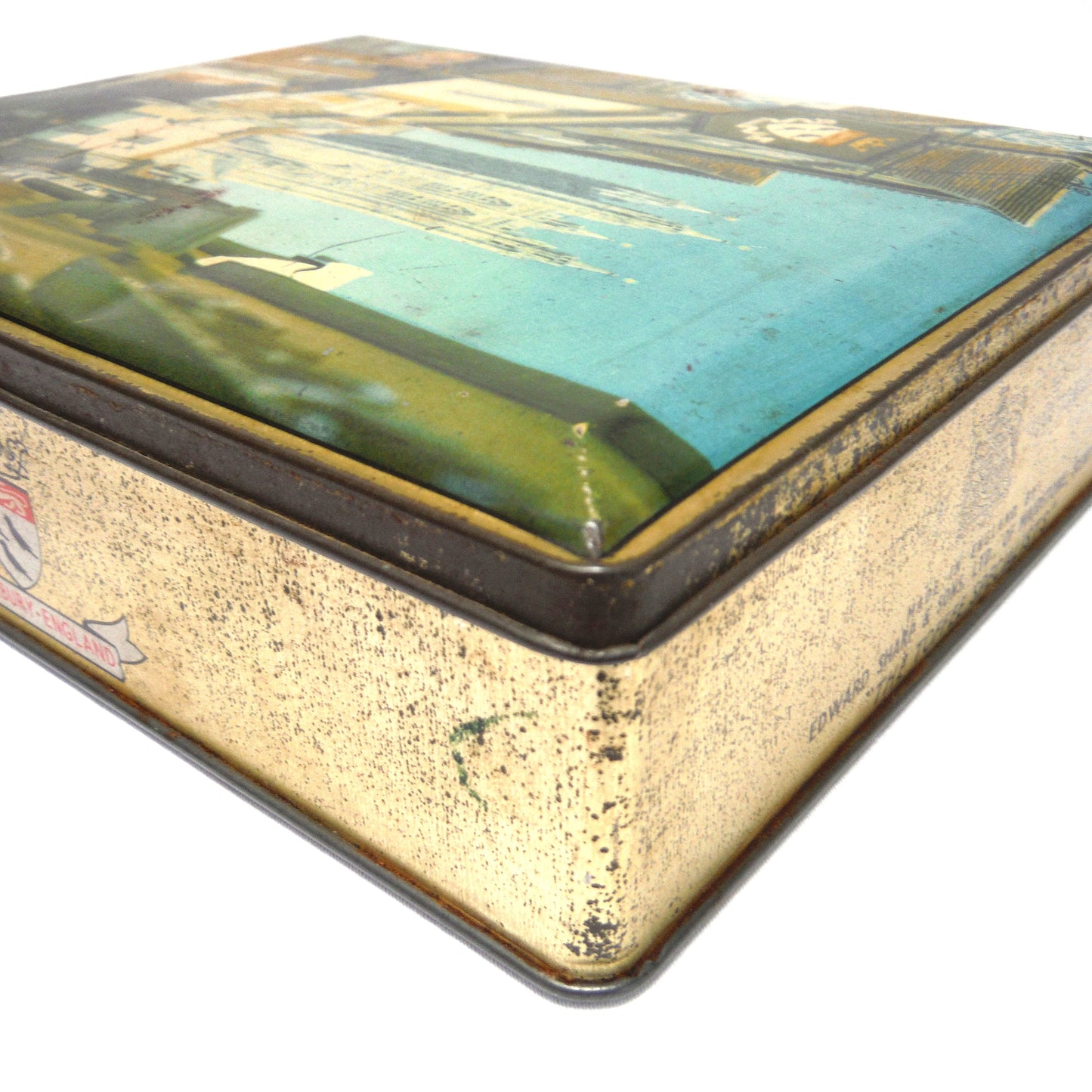 Antique Hinged-Lid Tin Container: 'CANTERBURY-ENGLAND', by Edward Sharp & Sons of Maidstone, Kent