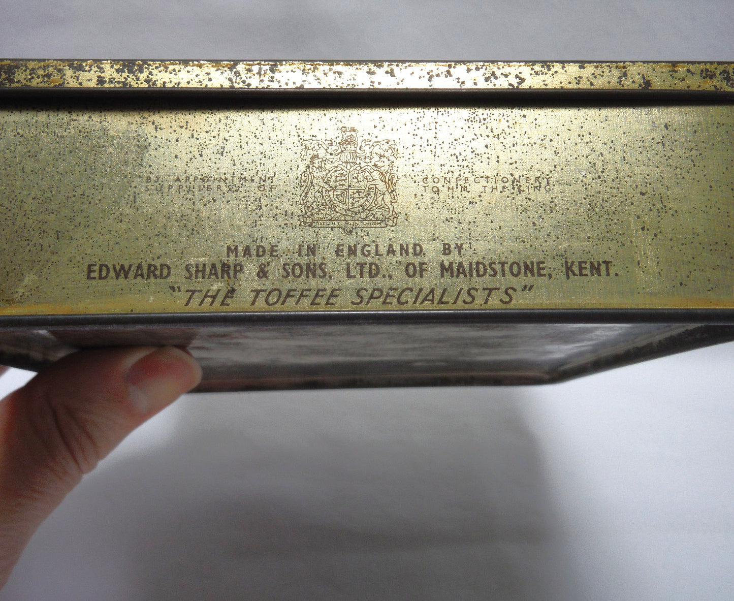 Antique Hinged-Lid Tin Container: 'CANTERBURY-ENGLAND', by Edward Sharp & Sons of Maidstone, Kent