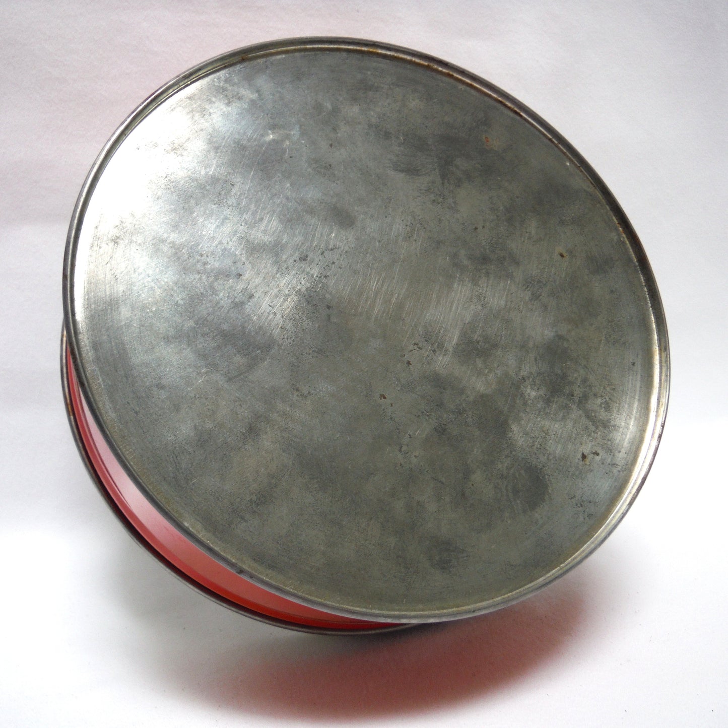 Round Vintage Cookie Cake Tin Christmas Tin: 'Winter Horse-Drawn Carriage Village Countryside Scene'