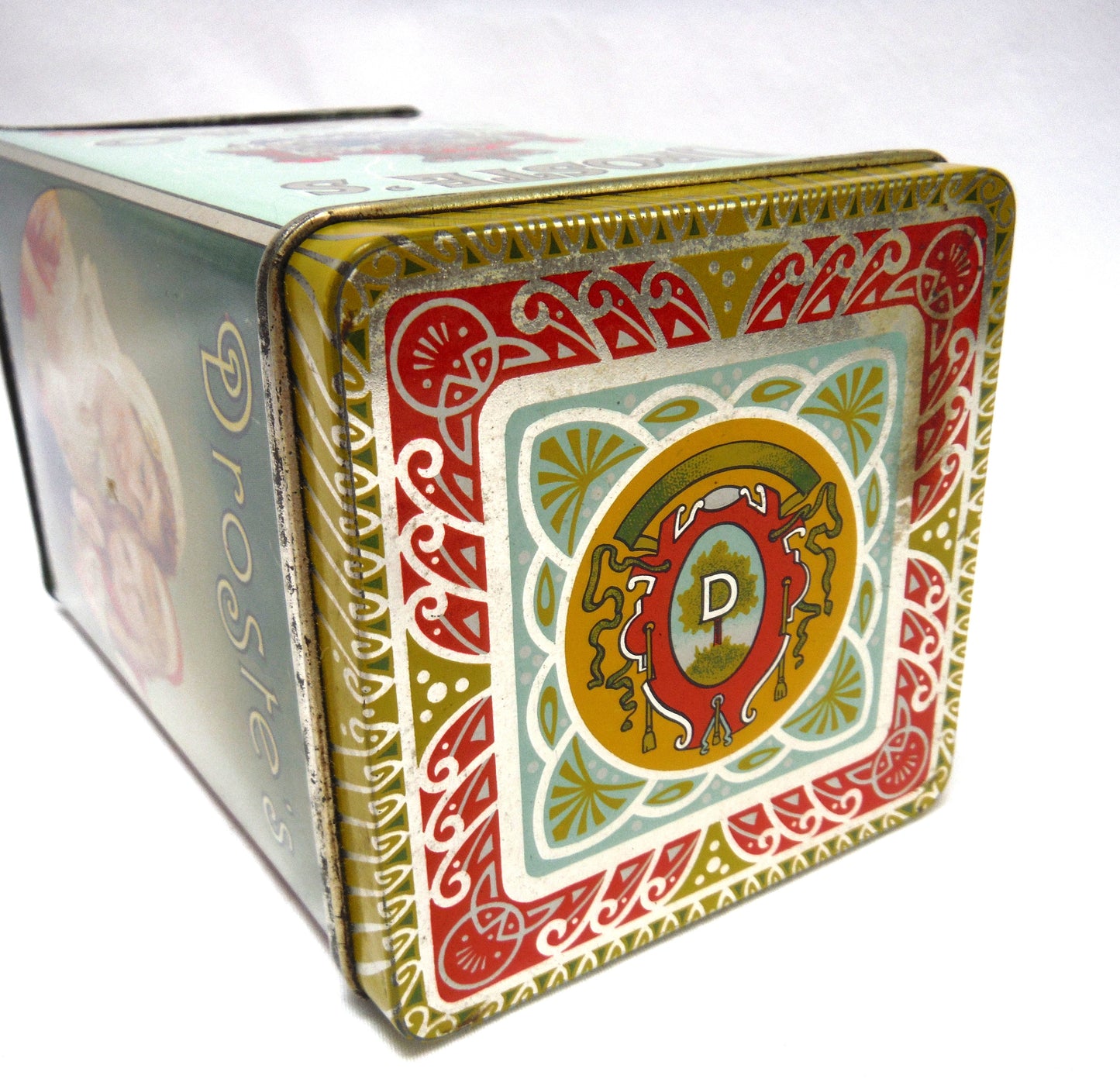 Vintage Droste & Co. Tin Caddy Container of Haarlem, Holland: 'DROSTE'S CACAO and CHOCOLADE'
