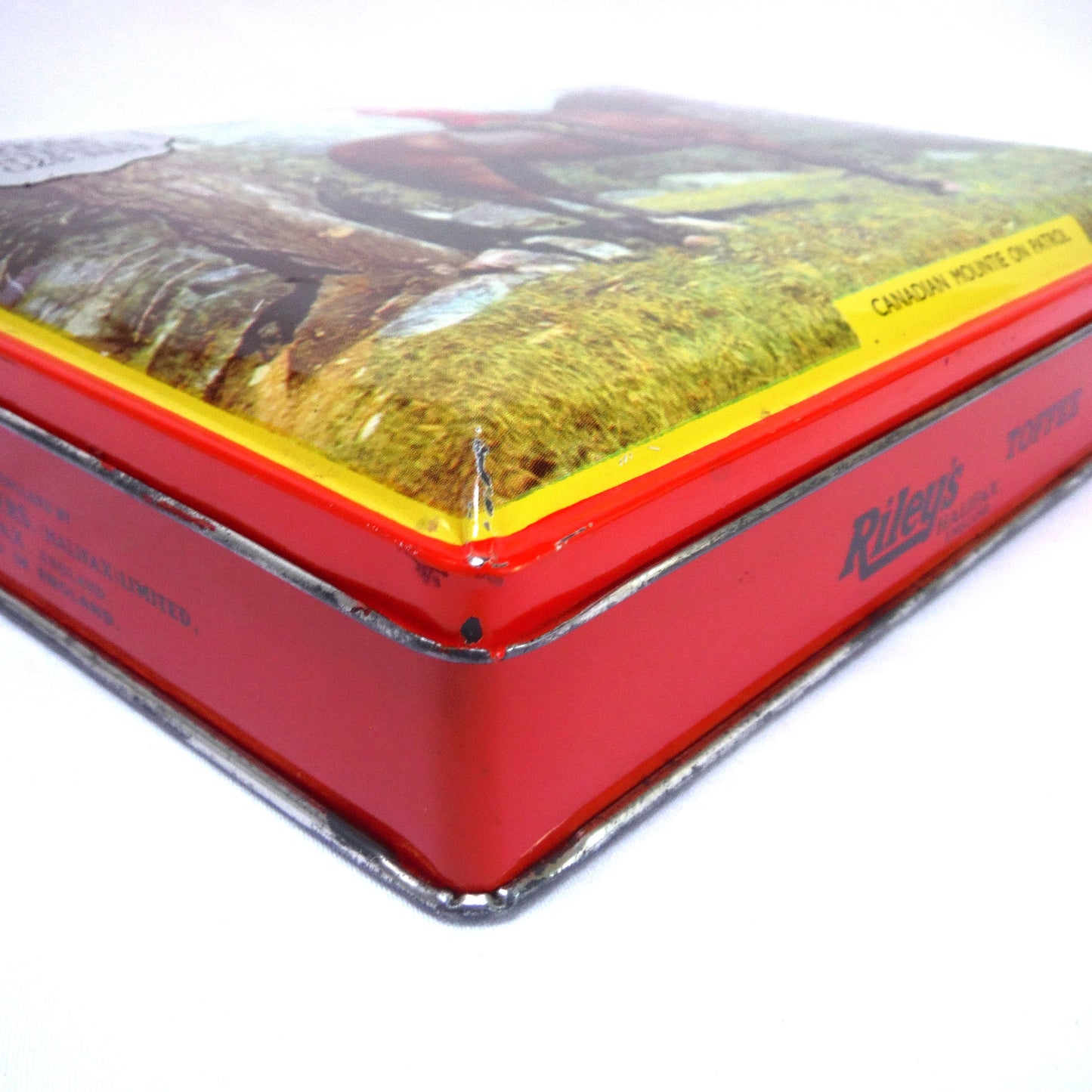 Vintage Tin by Riley's Toffee of Halifax, England: 'CANADIAN MOUNTIE ON PATROL'