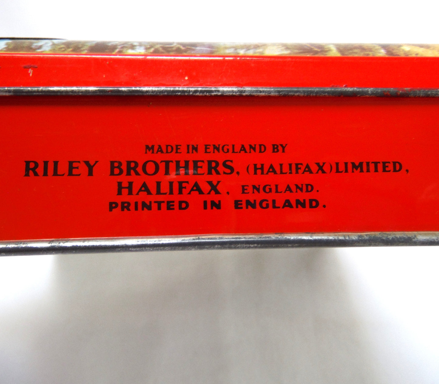 Vintage Tin by Riley's Toffee of Halifax, England: 'CANADIAN MOUNTIE ON PATROL'
