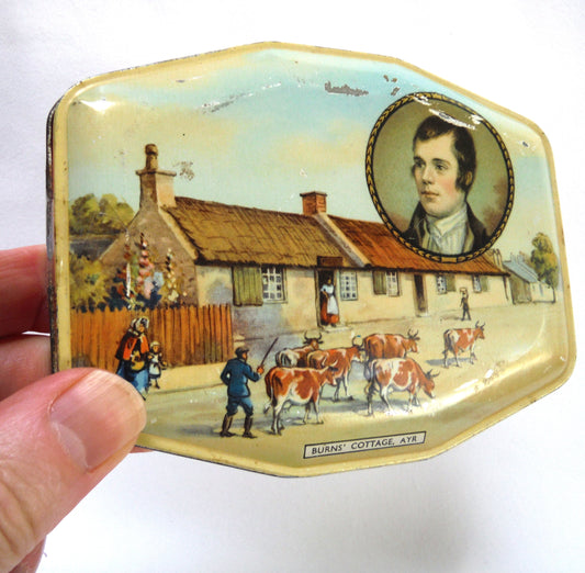 Antique Tin Container by Horner & Company, Featuring ROBBIE BURNS COTTAGE in Ayr, Scotland