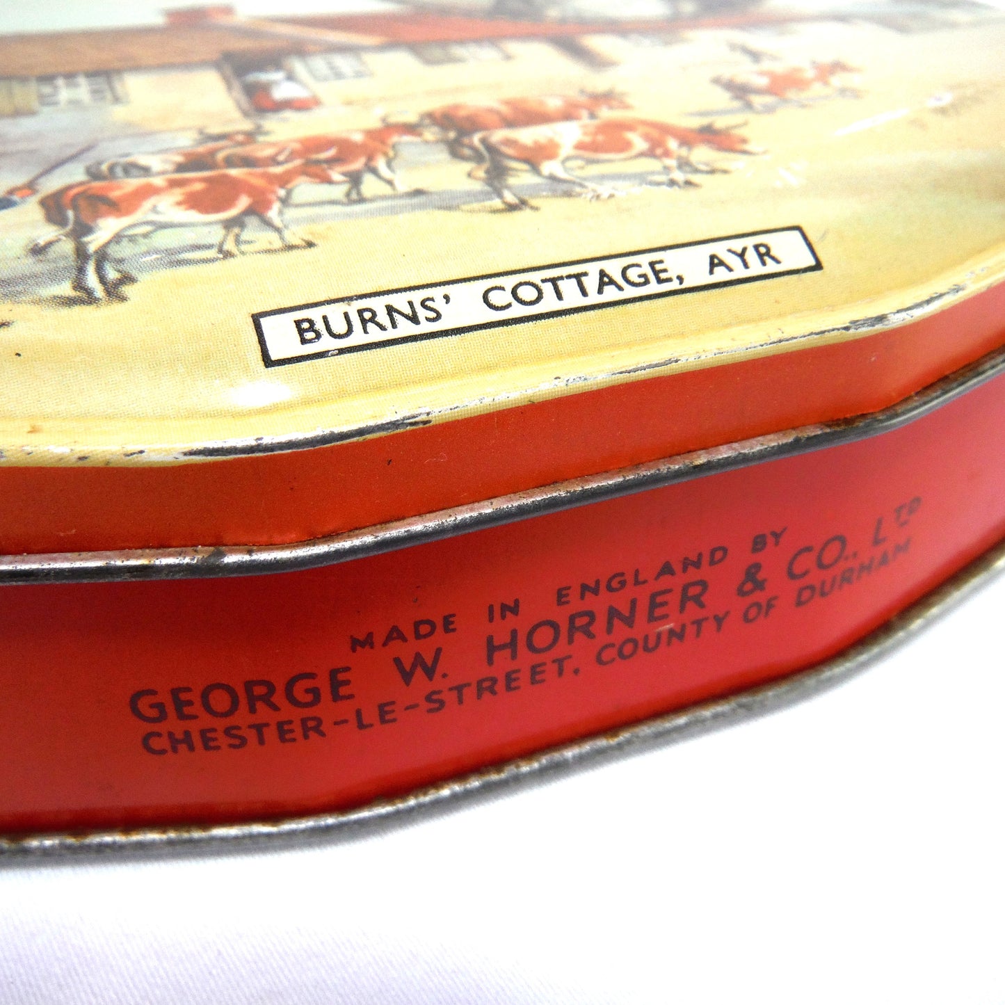 Antique Tin Container by Horner & Company, Featuring ROBBIE BURNS COTTAGE in Ayr, Scotland