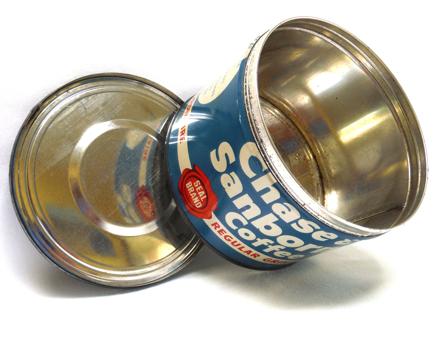 CHASE & SANBORN COFFEE, Vintage Tin Container Complete With Original Top!