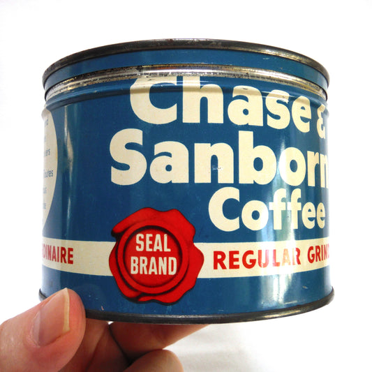 CHASE & SANBORN COFFEE, Vintage Tin Container Complete With Original Top!