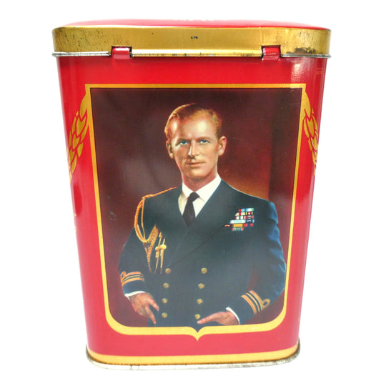 Vintage Souvenir Clarnico Tin Container, Commemorating Queen Elizabeth II 1953 Coronation, Featuring a Stunning Portrait of The Queen and Prince Phillip!