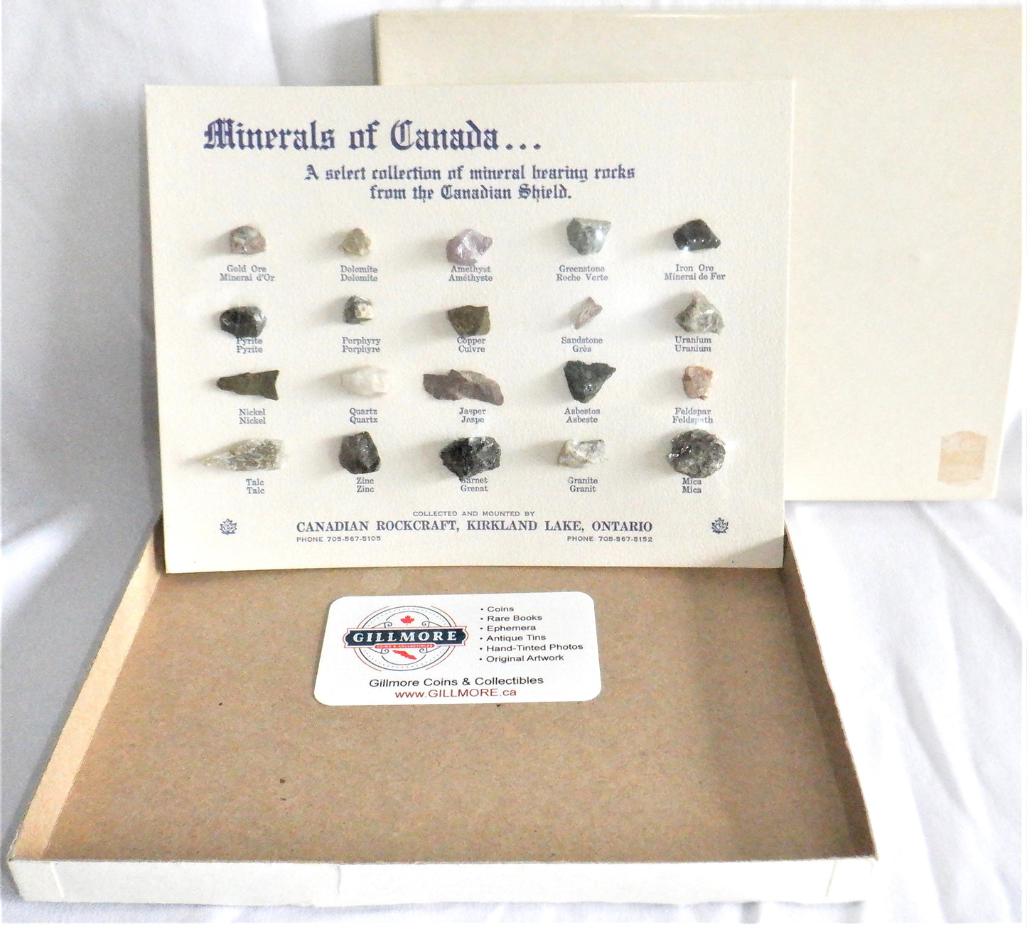 MINERALS OF CANADA: A Select Collection Of Mineral Bearing Rocks From The Canadian Shield, by Canadian Rockcraft, Kirkland Lake, Ontario, 1970's
