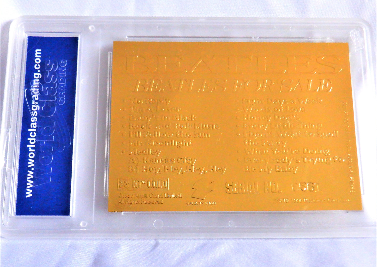 1996 Sportstime 23 Karat Gold Card BEATLES FOR SALE Album Cover, WCG Graded 10