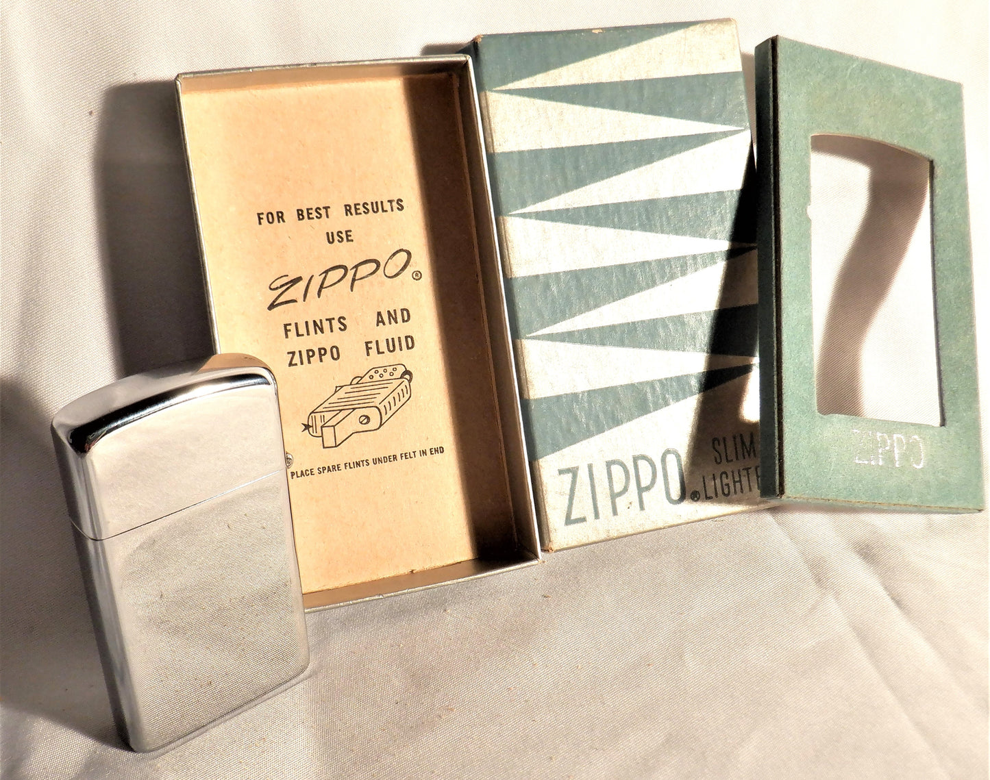 ZIPPO SLIM II LIGHTER, Chrome High Shine, Vintage-New in Original Box!