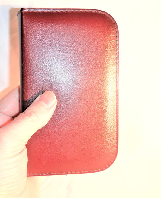 Vintage BRAND NEW TRAVEL MANICURE SET, 11-piece Burgundy-Leather Zipper-Case, Made in Germany